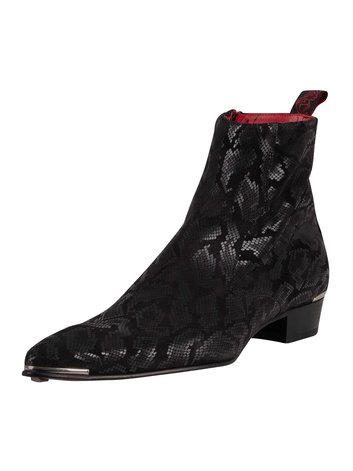 Jeffery West Zip Chelsea Leather Boots - Black Kala Snake
