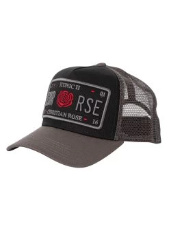 Christian Rose Iconic II Red Rose Trucker Cap - Grey/Black/Red