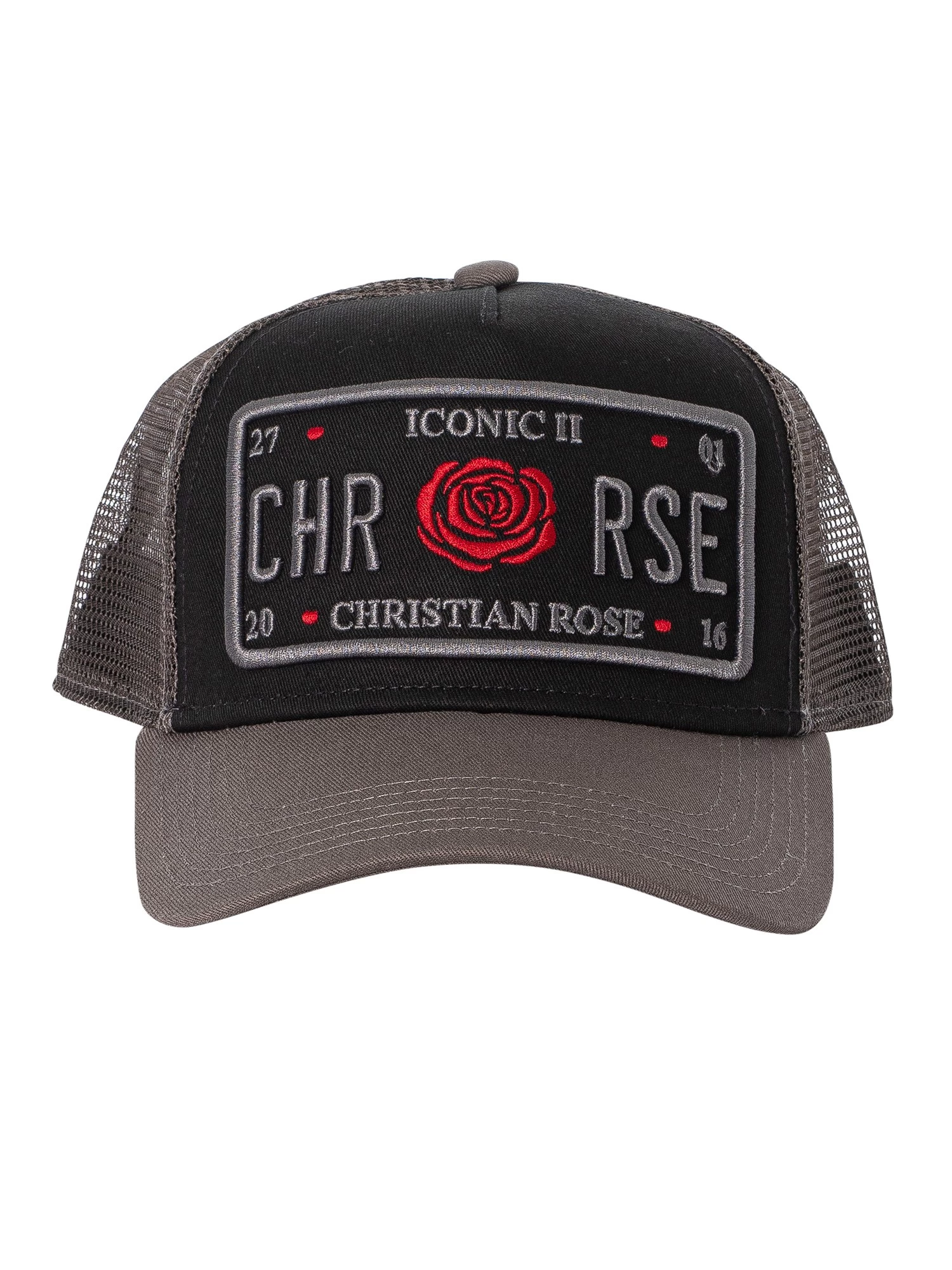 Christian Rose Iconic II Red Rose Trucker Cap - Grey/Black/Red - Image 5