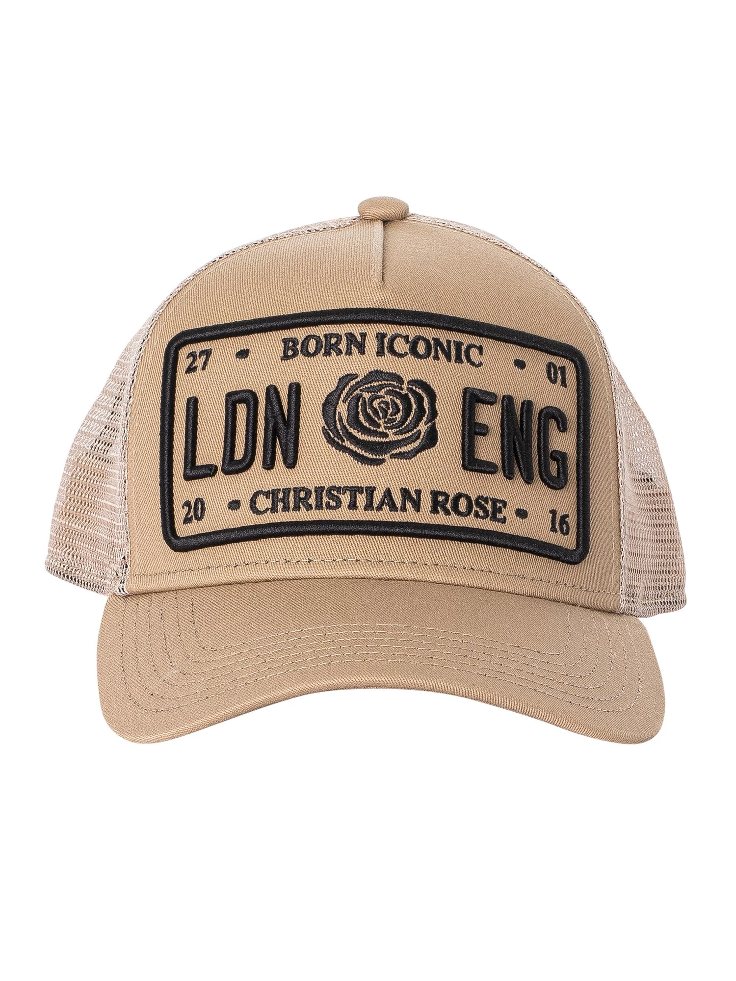 Christian Rose Iconic Plate Trucker Cap - Sand/Black - Image 5