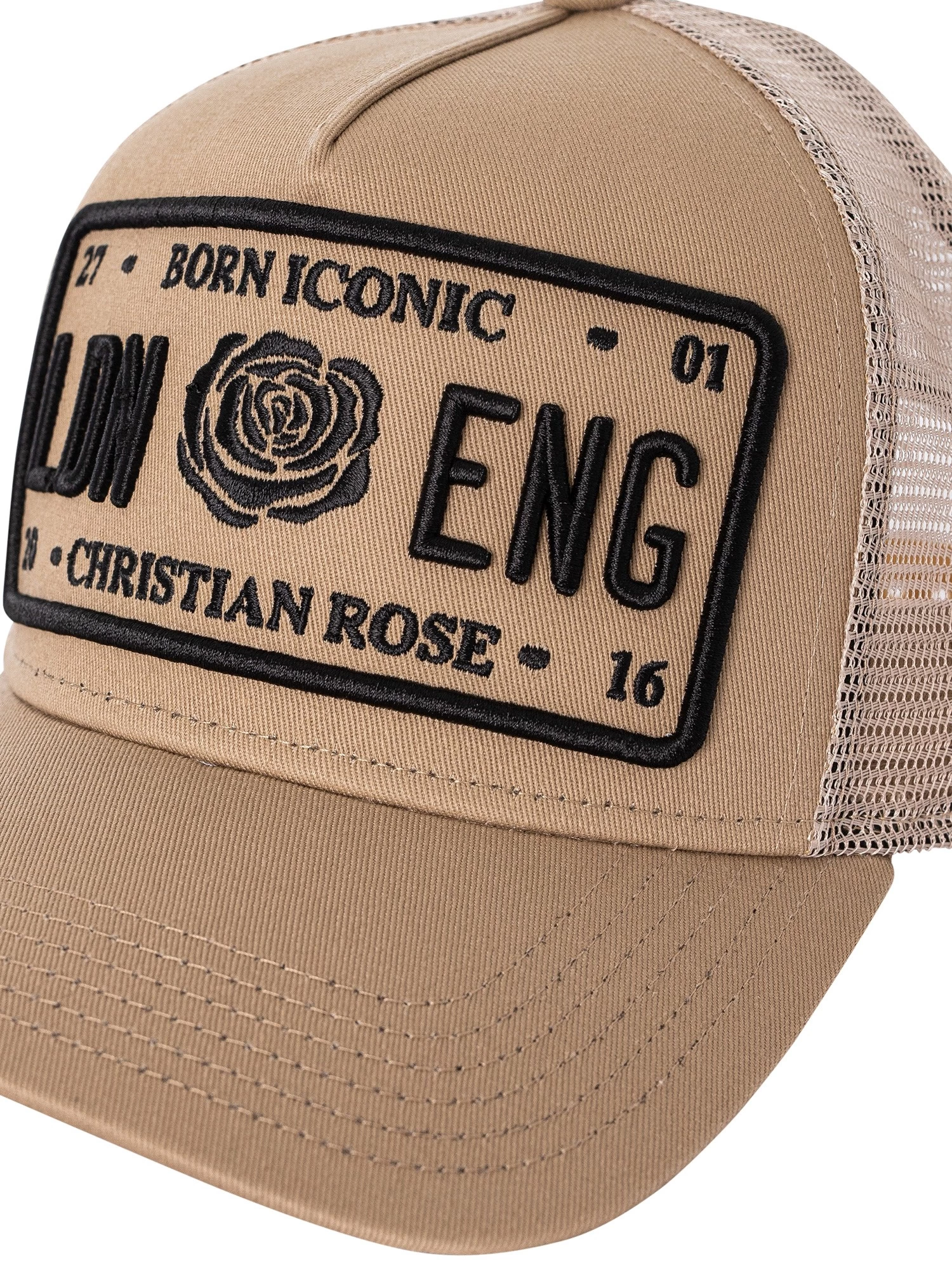 Christian Rose Iconic Plate Trucker Cap - Sand/Black - Image 6