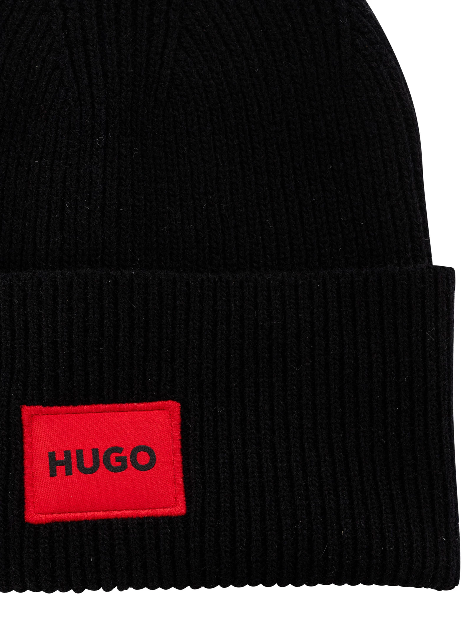 HUGO Xaff Beanie Hat - Black/Red - Image 2