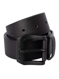 Replay Branded Leather Belt - Black