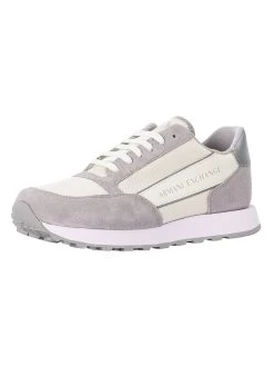Armani Exchange Side Logo Suede Trainers - Off White/Silver