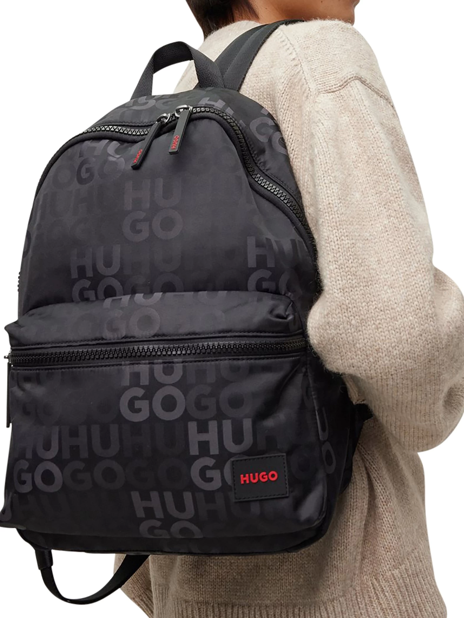 HUGO Ethon 2.0 Multi Logo Backpack - Black - Image 7