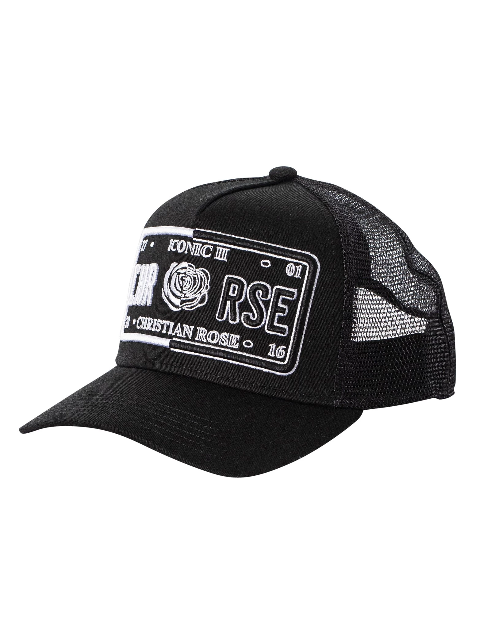 Christian Rose Iconic 50/50 Plate Trucker Cap - Black/White
