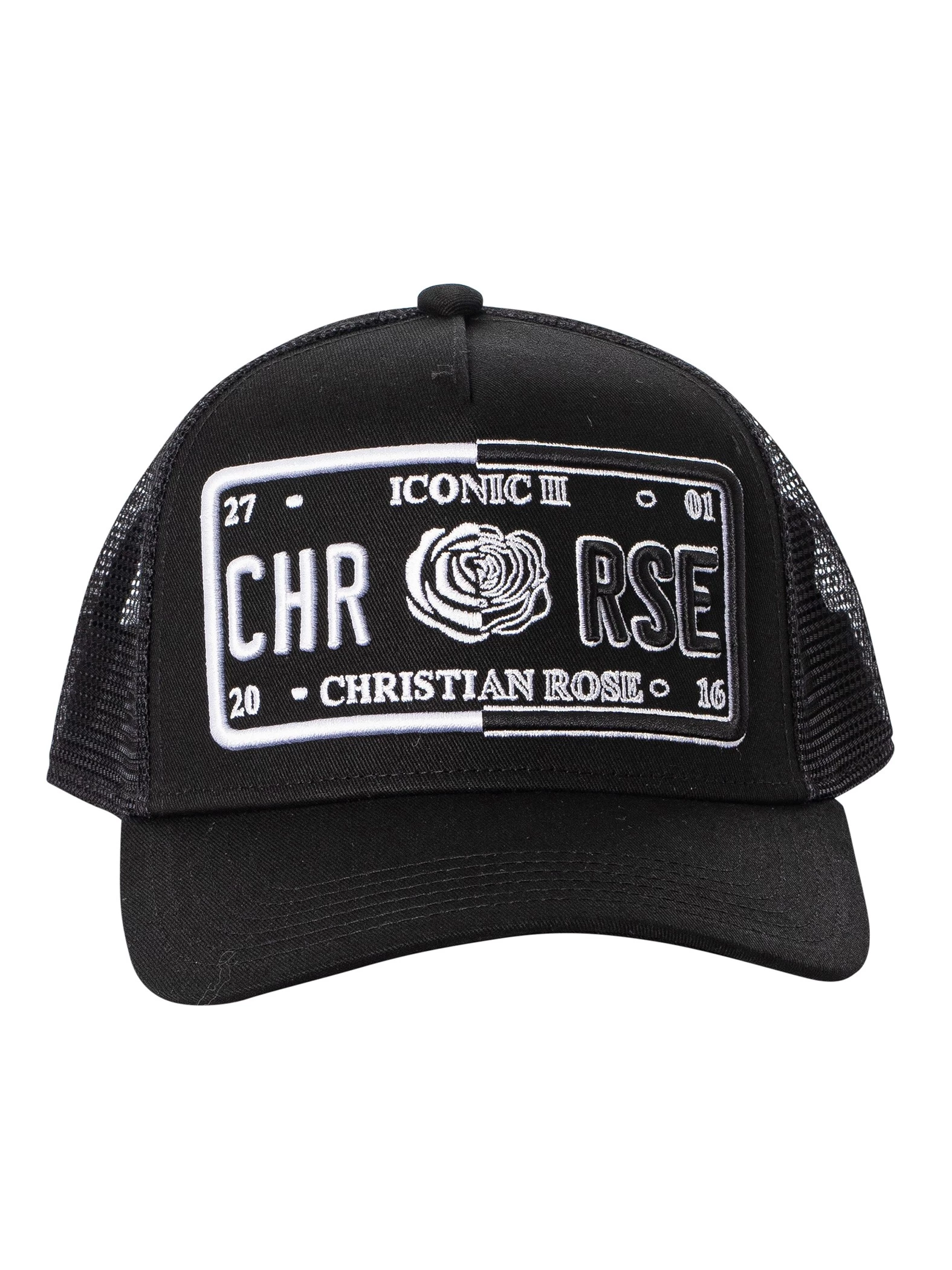 Christian Rose Iconic 50/50 Plate Trucker Cap - Black/White - Image 5