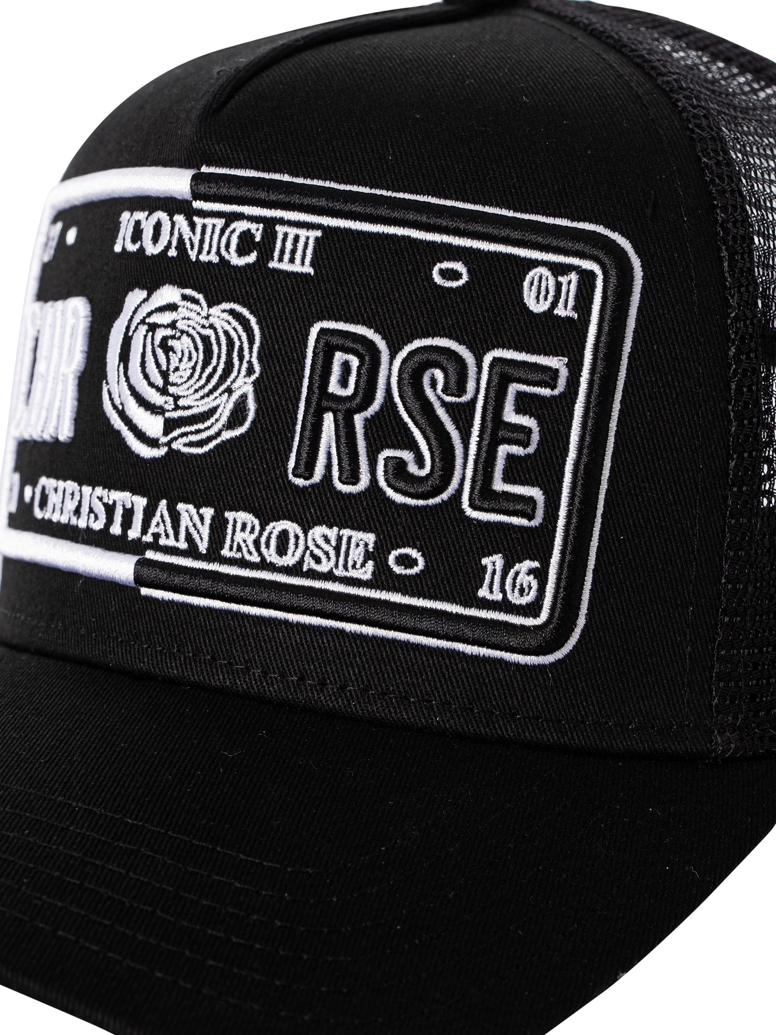 Christian Rose Iconic 50/50 Plate Trucker Cap - Black/White - Image 6