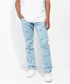 American Stitch Embroidered Light Blue Corduroy Pants