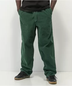 Empyre Johnny Loose Fit Green Elastic Waist Corduroy Skate Pants