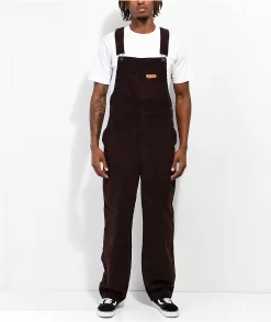 Empyre Loose Sk8 Brown Java Corduroy Overalls