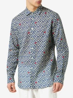 MC2 Saint Barth Man Muslin Cotton Sikelia Shirt With Palm Print