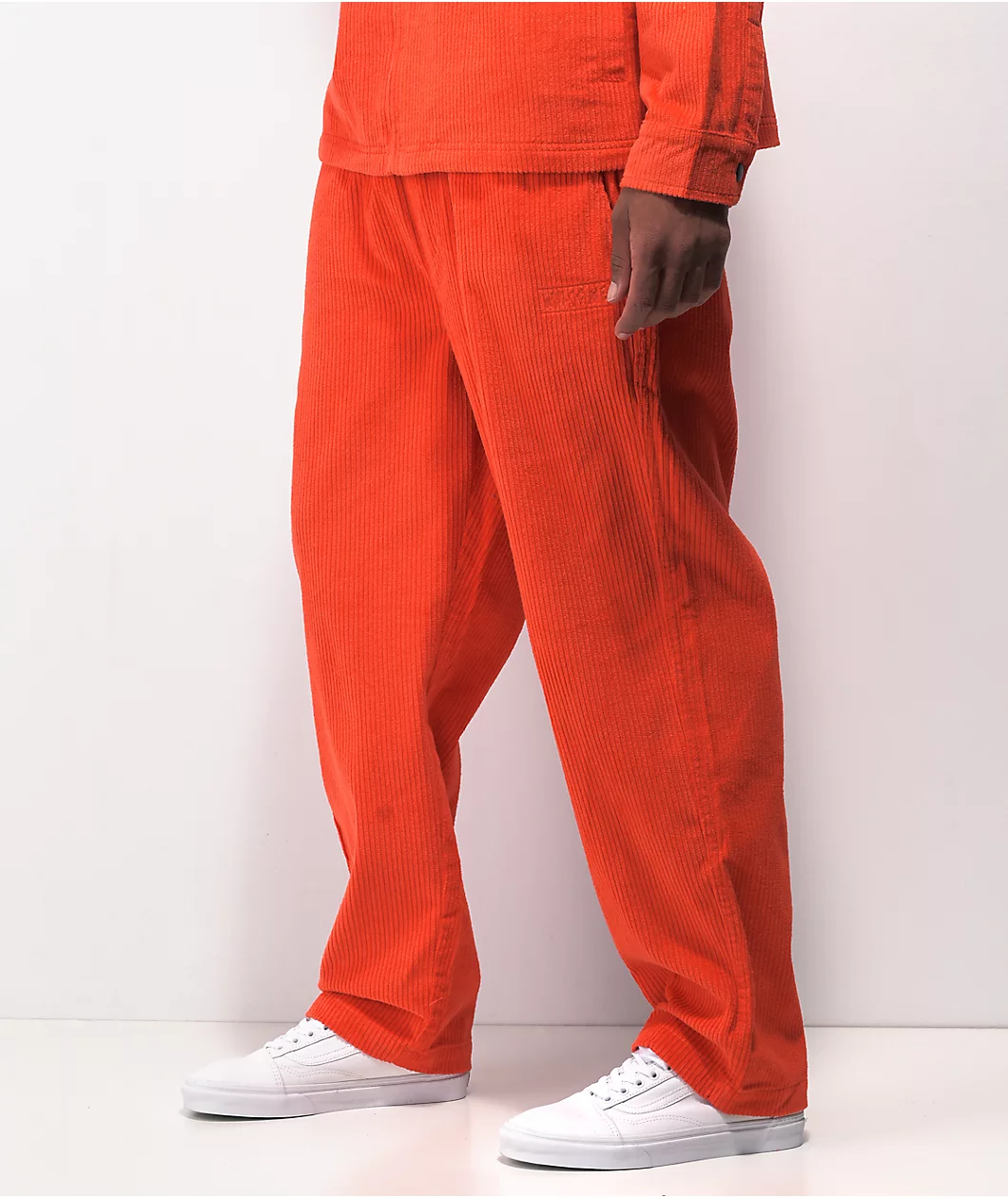 Welcome Hydra Pumpkin Neon Red Elastic Waist Corduroy Pants - Image 3