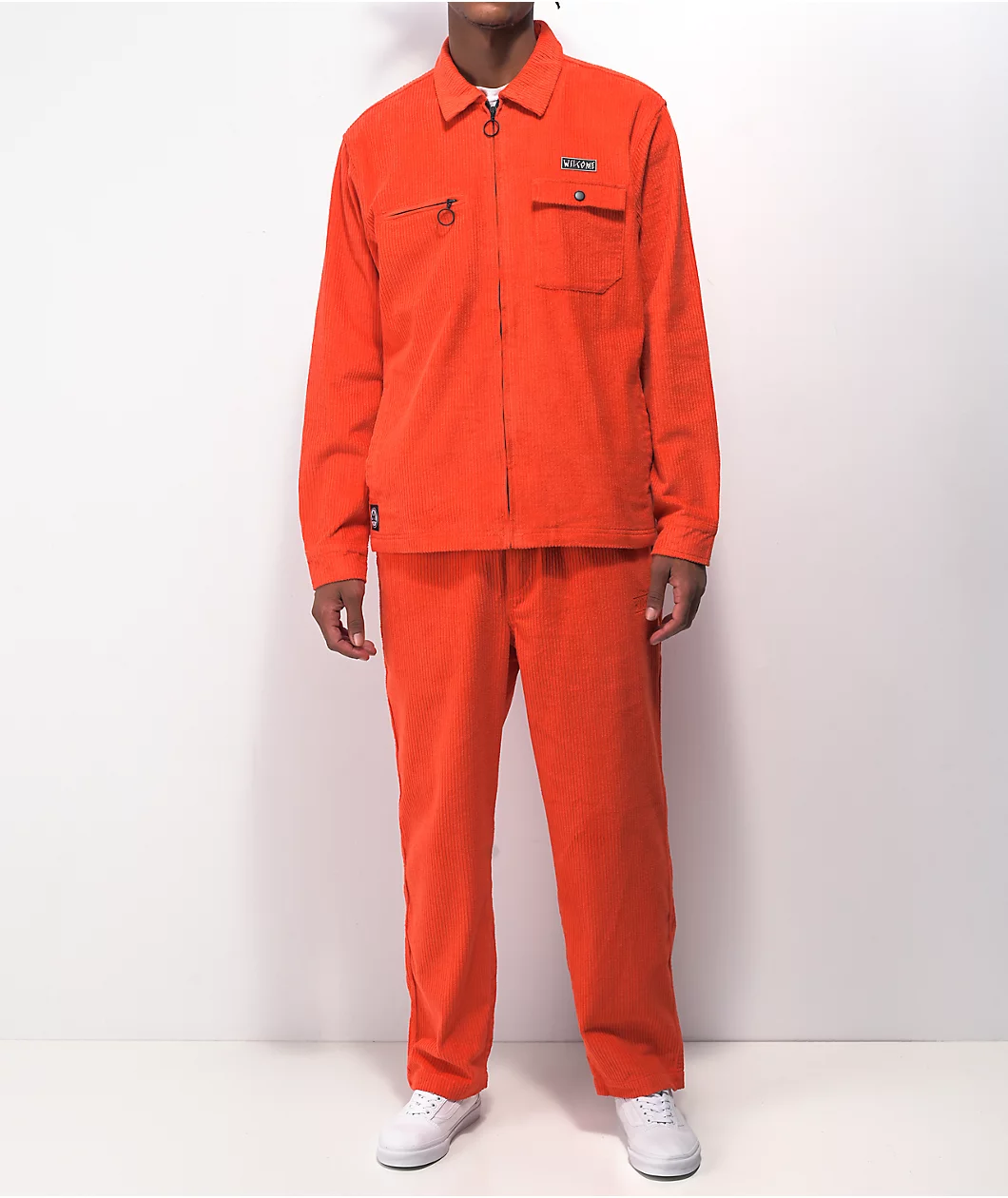 Welcome Hydra Pumpkin Neon Red Elastic Waist Corduroy Pants - Image 6