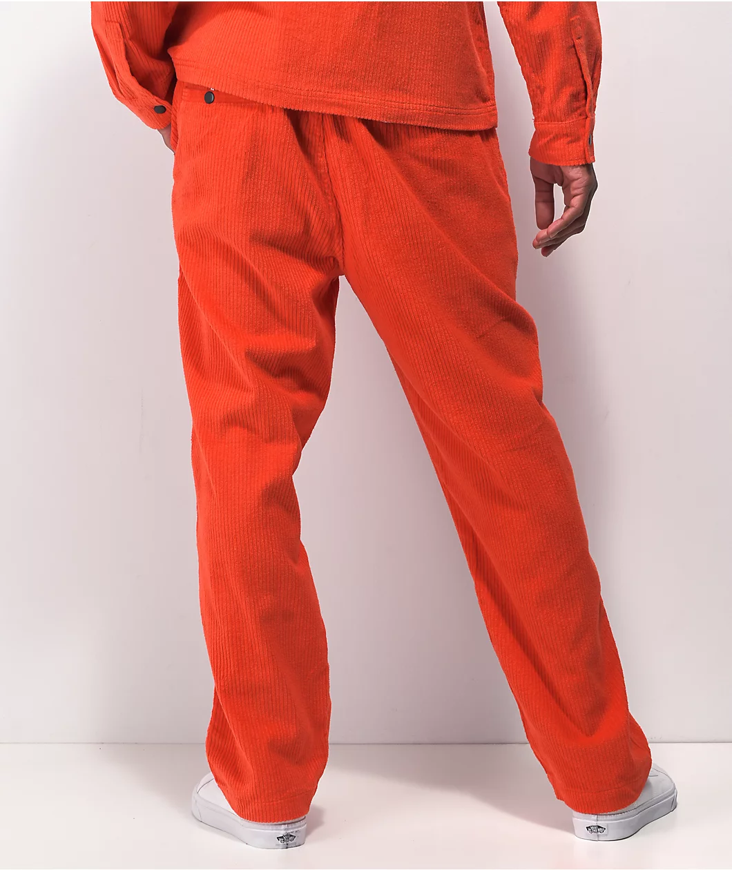 Welcome Hydra Pumpkin Neon Red Elastic Waist Corduroy Pants - Image 2