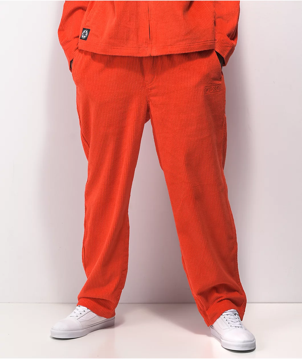 Welcome Hydra Pumpkin Neon Red Elastic Waist Corduroy Pants