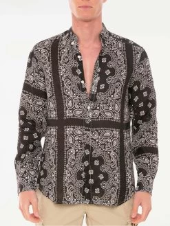 Boyfriend Shirt Black Bandanna Print