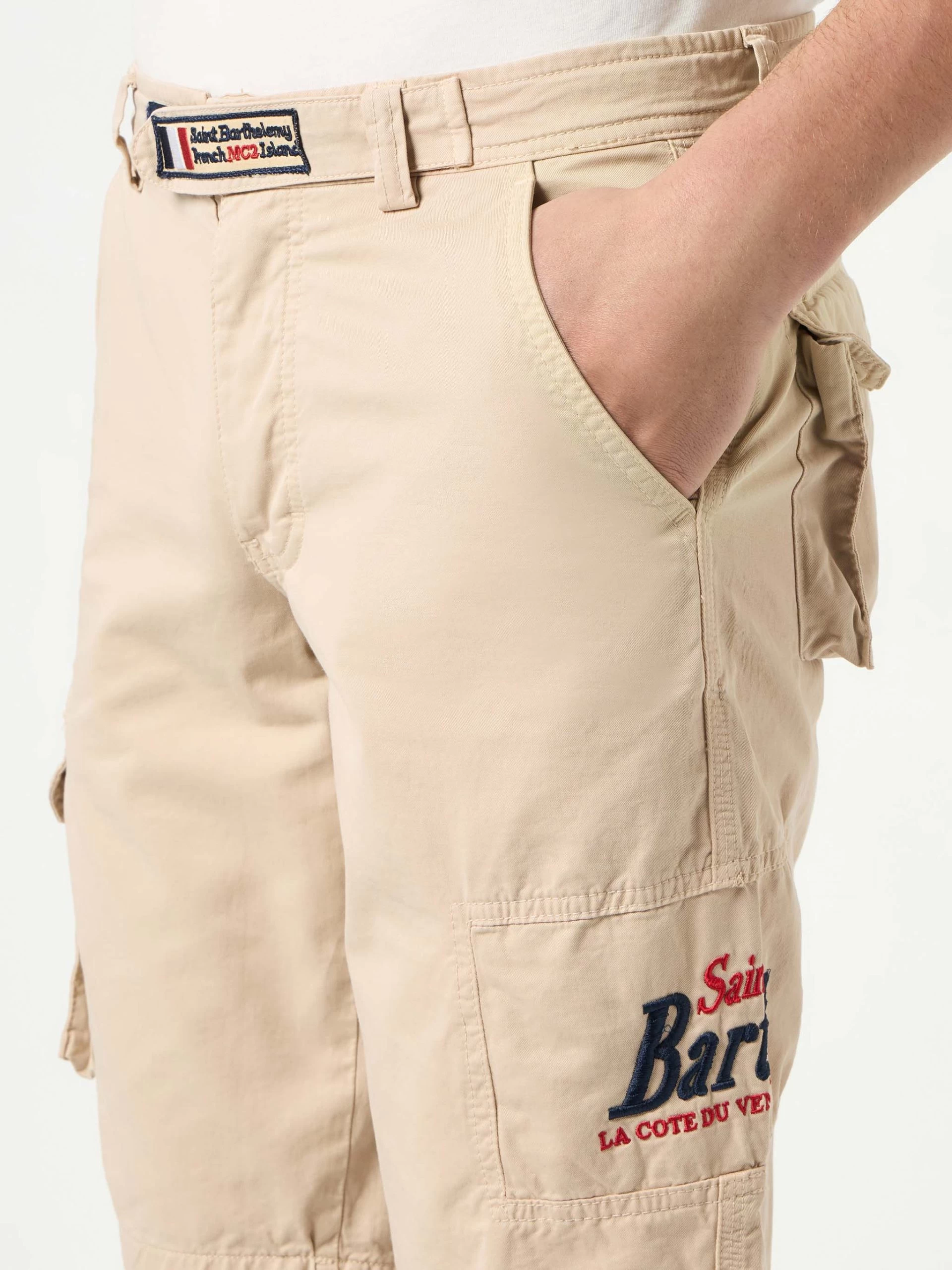 MC2 Saint Barth Beige Cargo Bermuda With Pockets - Image 3