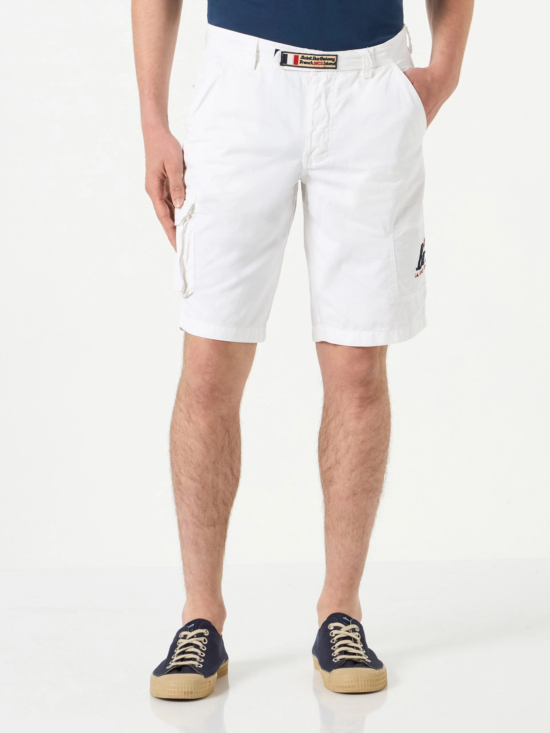 White Cargo Bermuda With Pockets