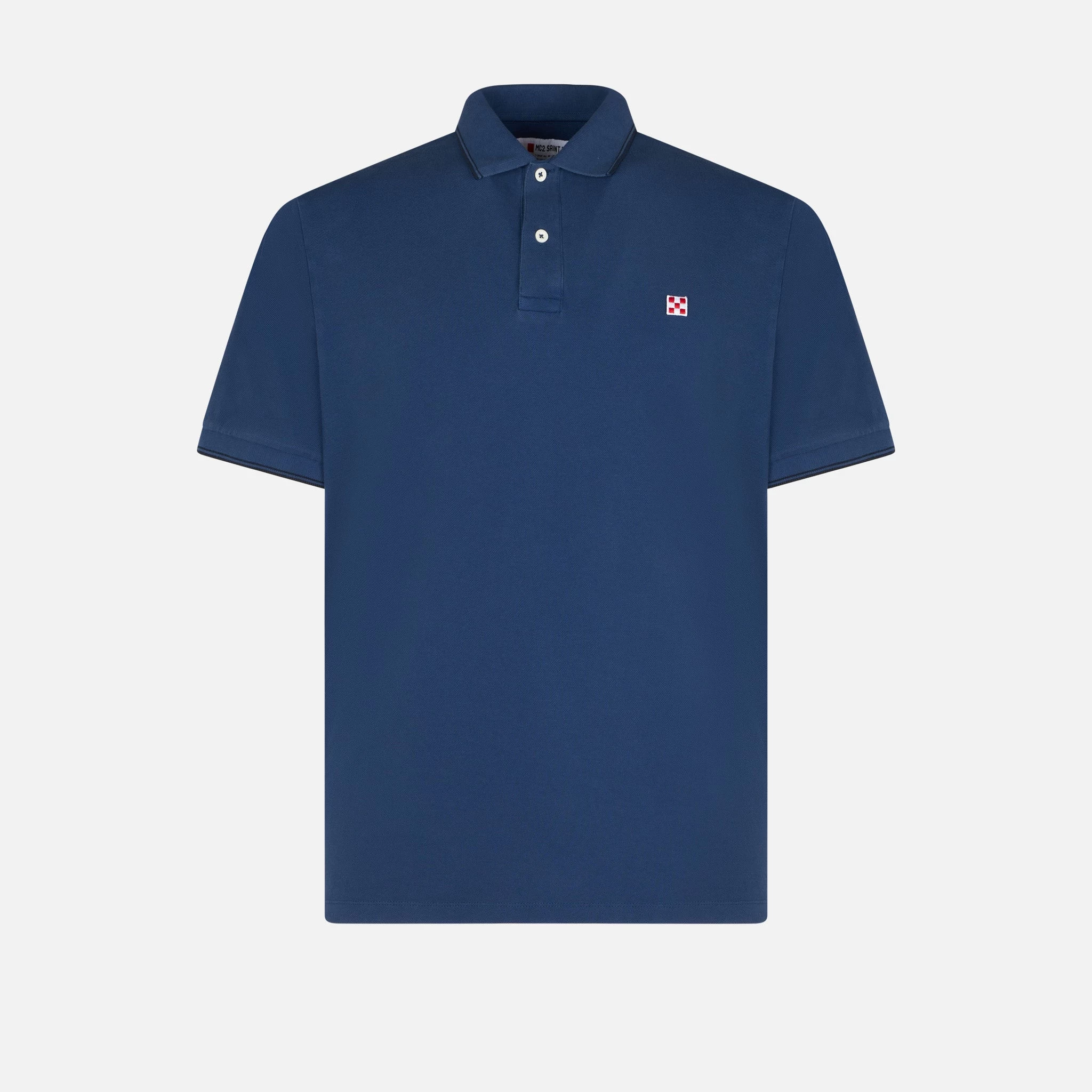 MC2 Saint Barth Blue Denim Piquet Polo With St. Barth Logo - Image 4