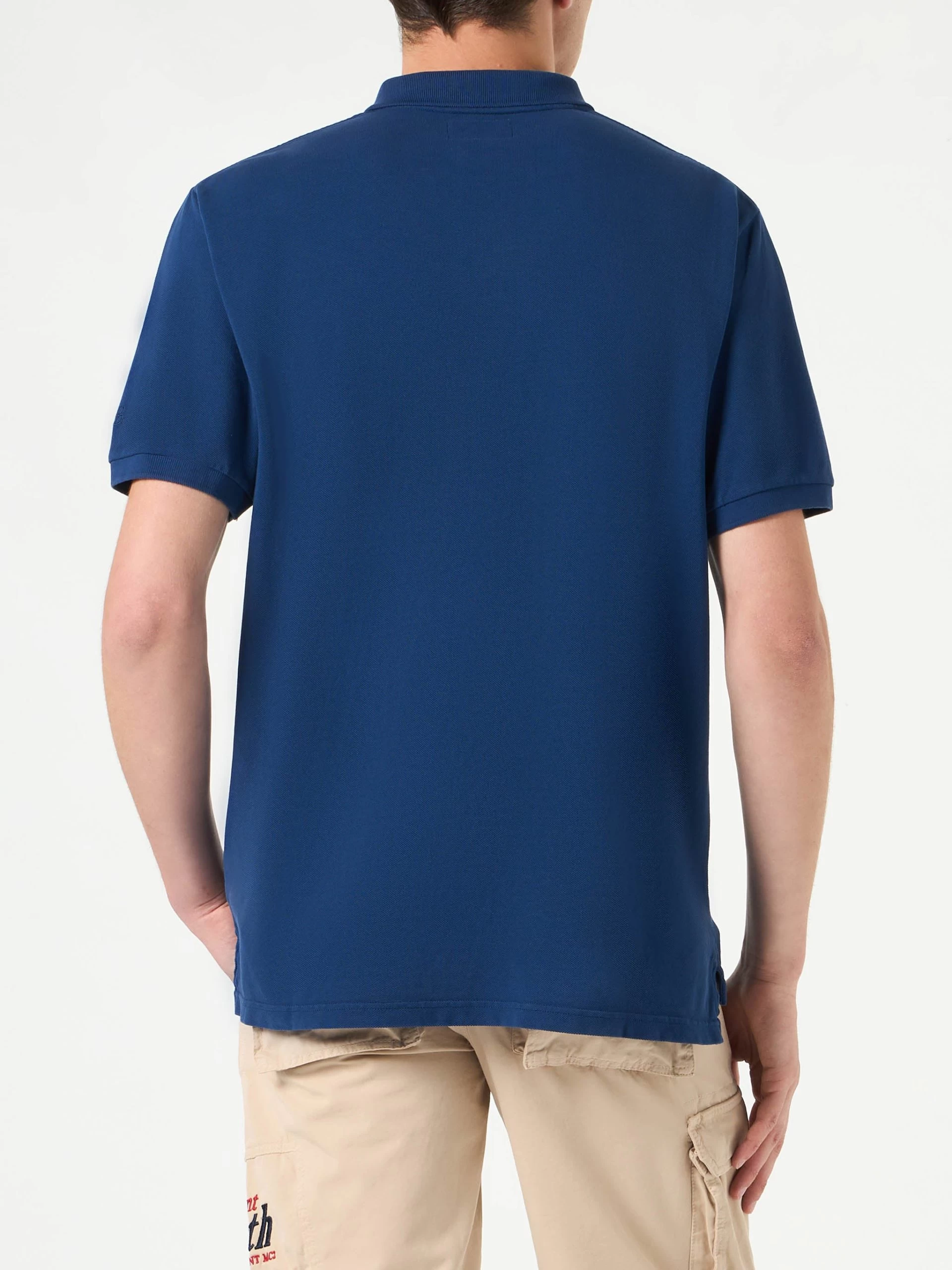 MC2 Saint Barth Denim Piquet Polo With St. Barth Logo With Vintage Effect - Image 2