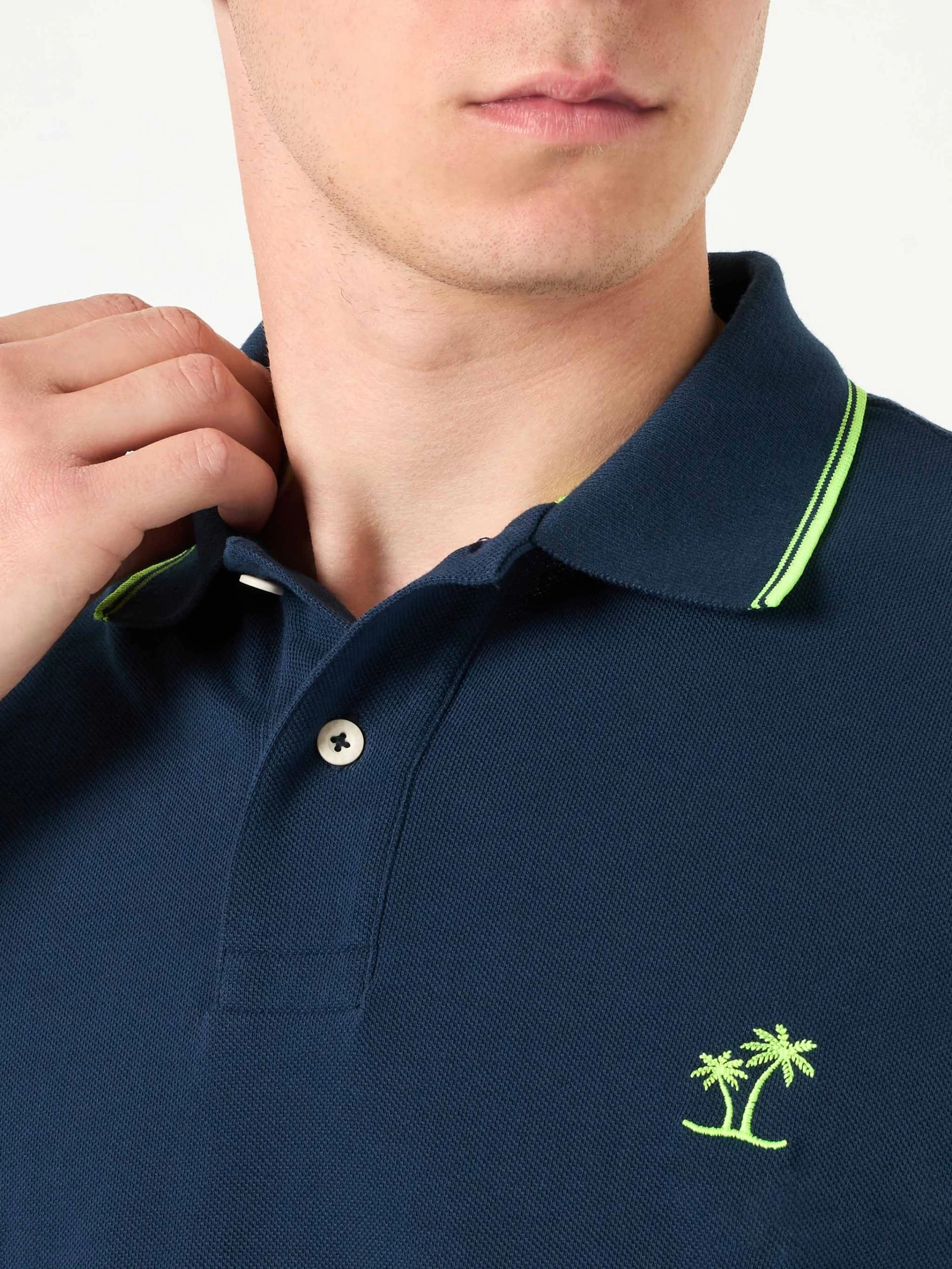 MC2 Saint Barth Blue Piquet Polo With St. Barth Logo And Contrasts - Image 2