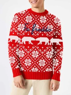 MC2 Saint Barth Man Crewneck Sweater With Fa Freddo Lettering