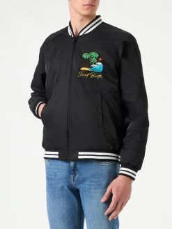 MC2 Saint Barth Man Black Jacket With St. Barth Island Embroidery