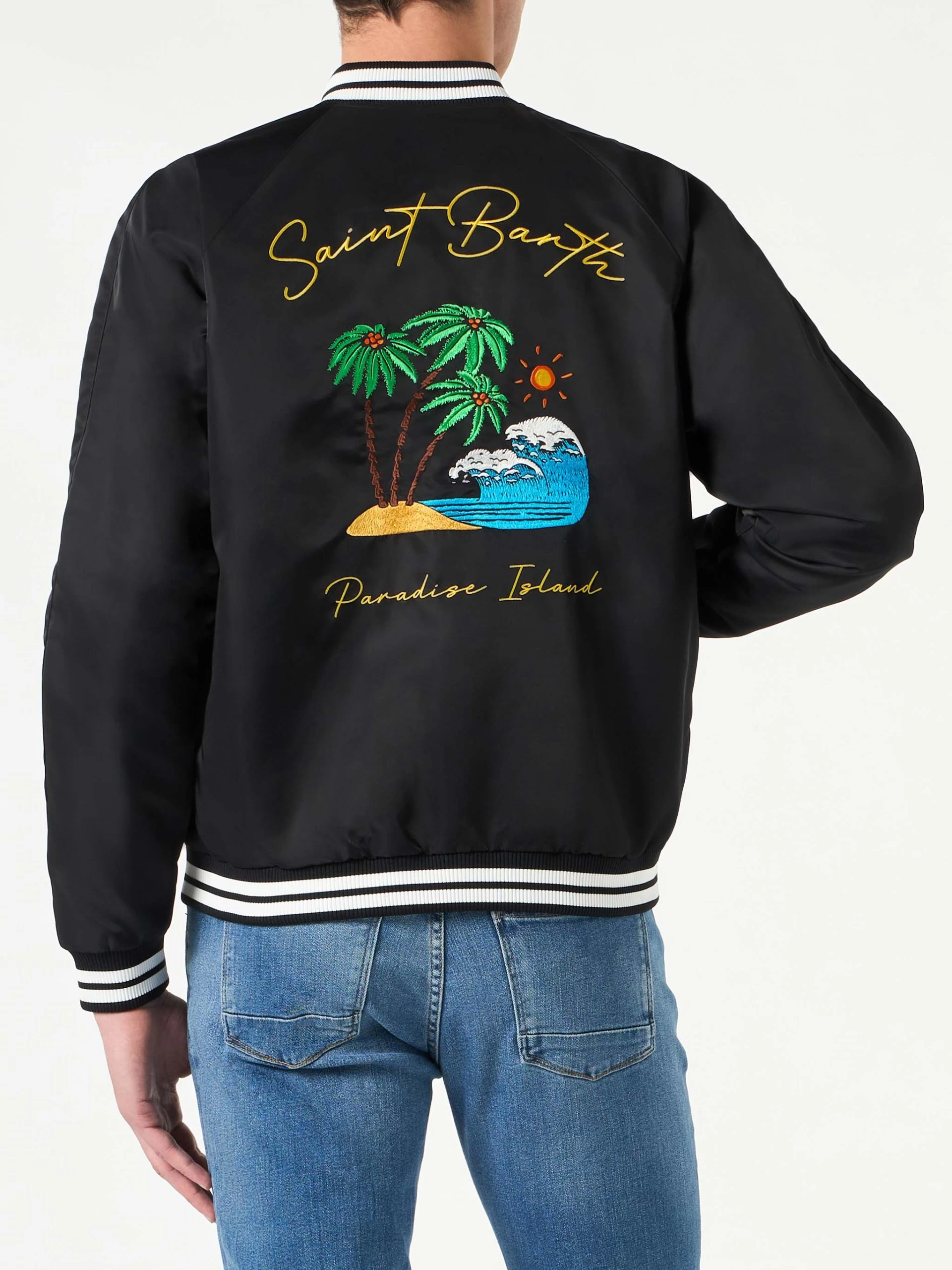 MC2 Saint Barth Man Black Jacket With St. Barth Island Embroidery - Image 2