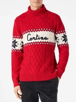 MC2 Saint Barth Half-turtleneck Sweater With Cortina Lettering