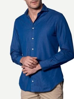 Man Blue Denim Cotton Pamplona Shirt