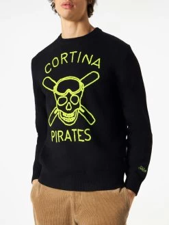 Black Man Sweater Cortina Pirates Fluo Embroidery