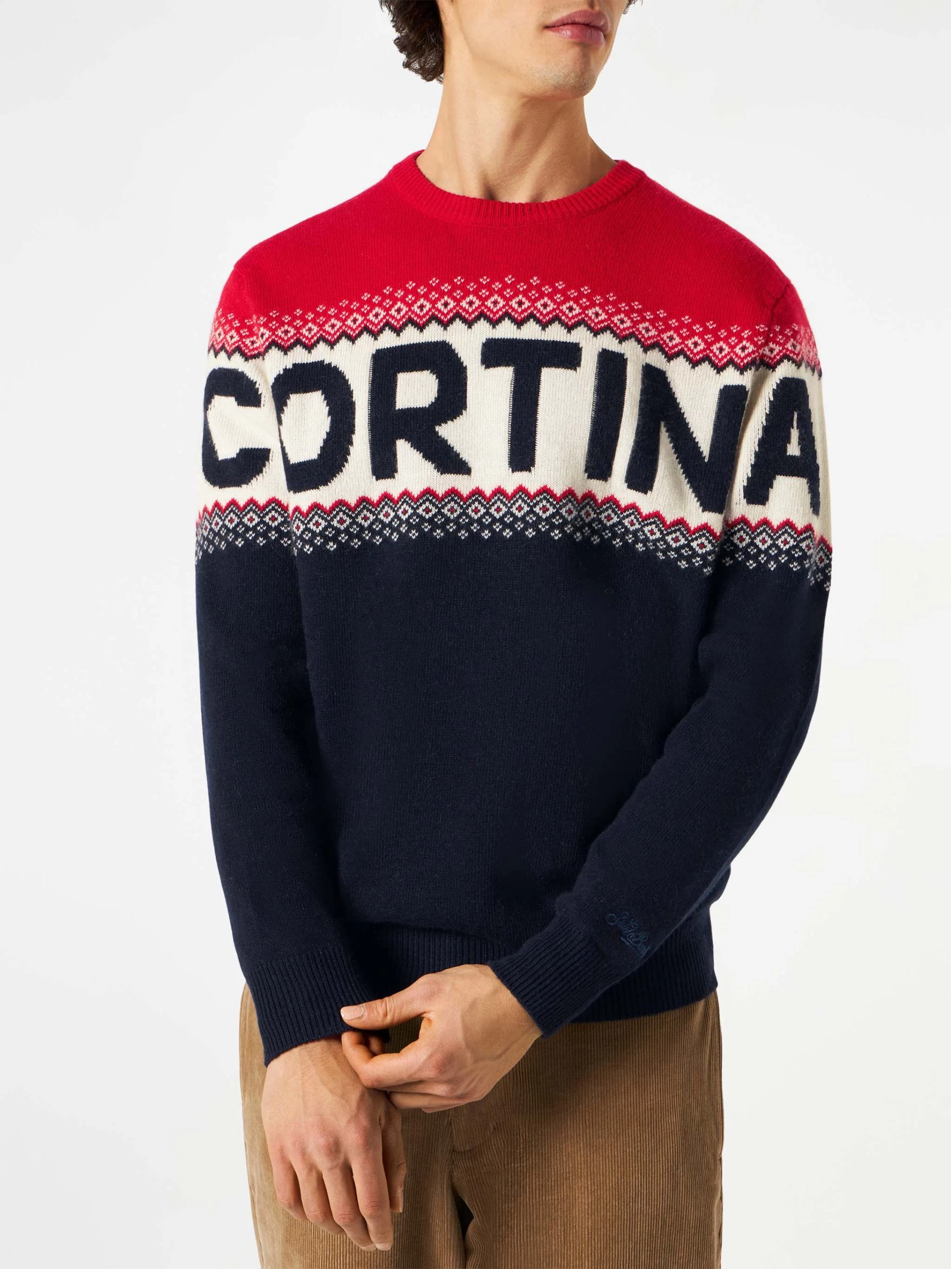 MC2 Saint Barth Man Sweater With Cortina Lettering
