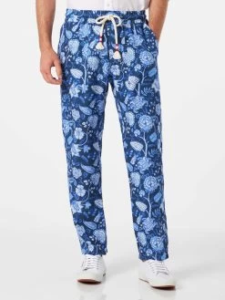 MC2 Saint Barth Man Floreal Print Linen Pants