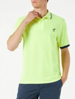 MC2 Saint Barth Fluo Yellow Piquet Polo With St. Barth Logo