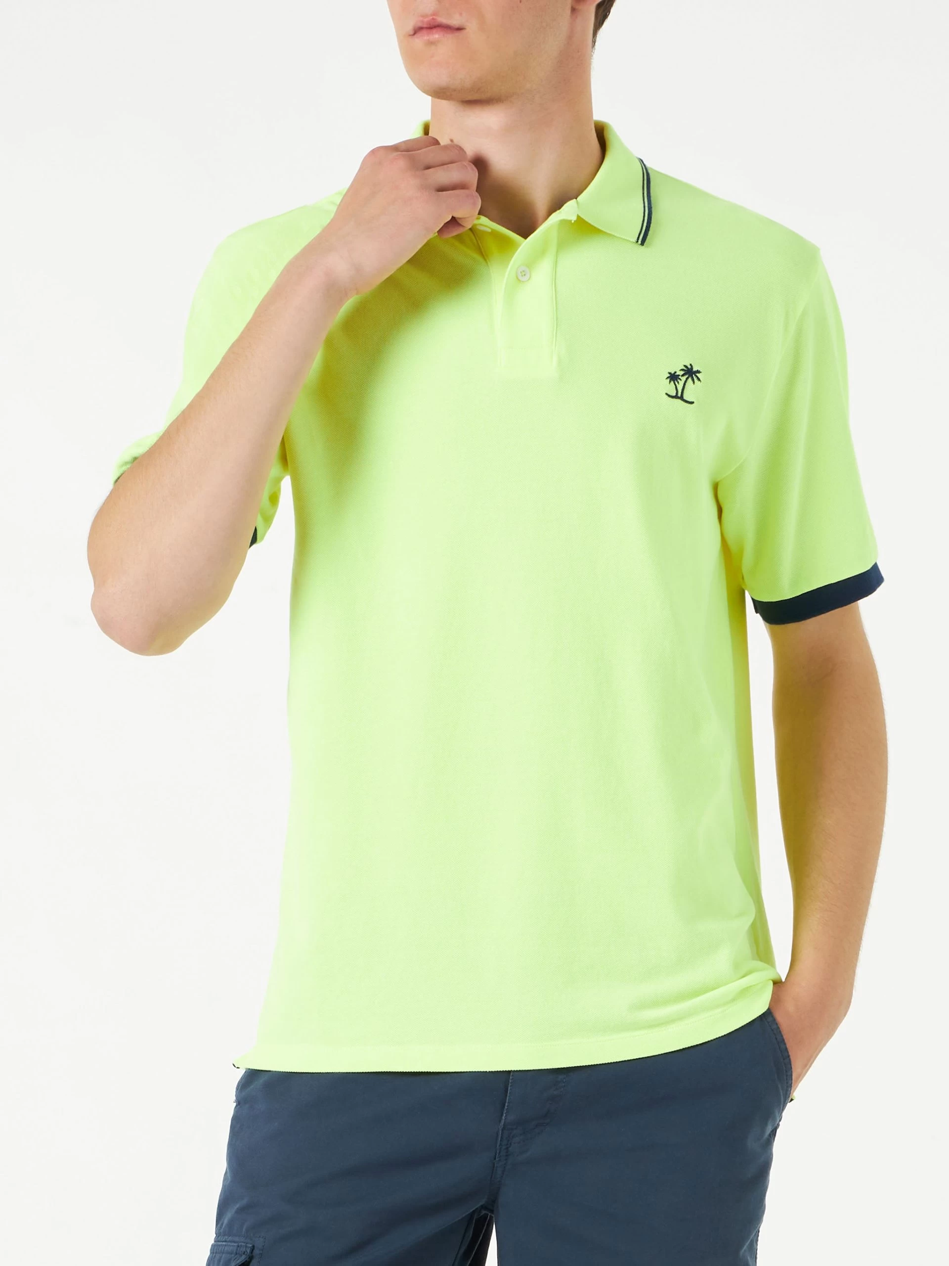 MC2 Saint Barth Fluo Yellow Piquet Polo With St. Barth Logo