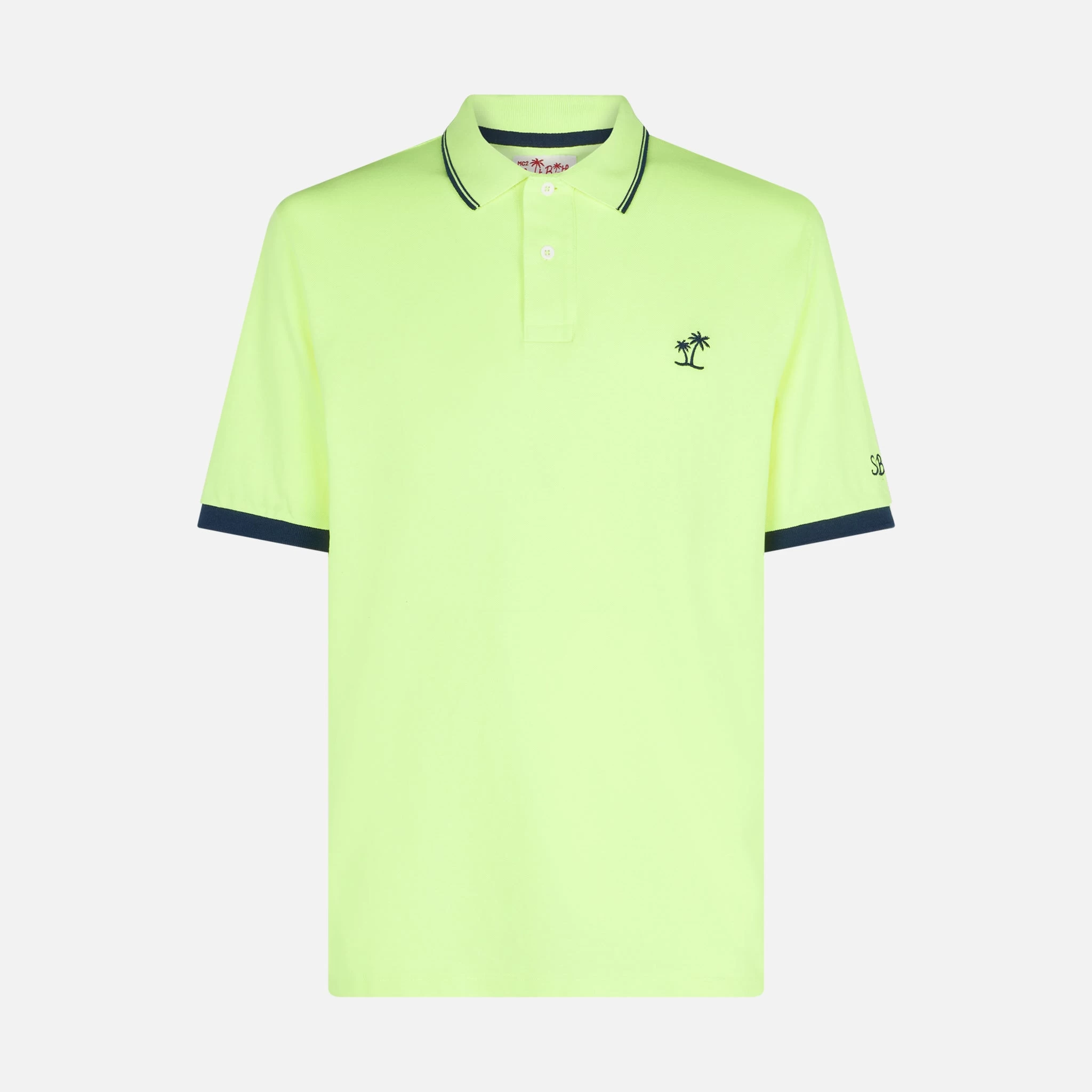 MC2 Saint Barth Fluo Yellow Piquet Polo With St. Barth Logo - Image 4