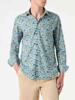 MC2 Saint Barth Man Muslin Cotton Sikelia Shirt With Mushroom Print | LIBERTY SPECIAL EDITION