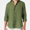 MC2 Saint Barth Man Linen Military Green Shirt