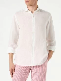 MC2 Saint Barth Man White Linen Pamplona Shirt