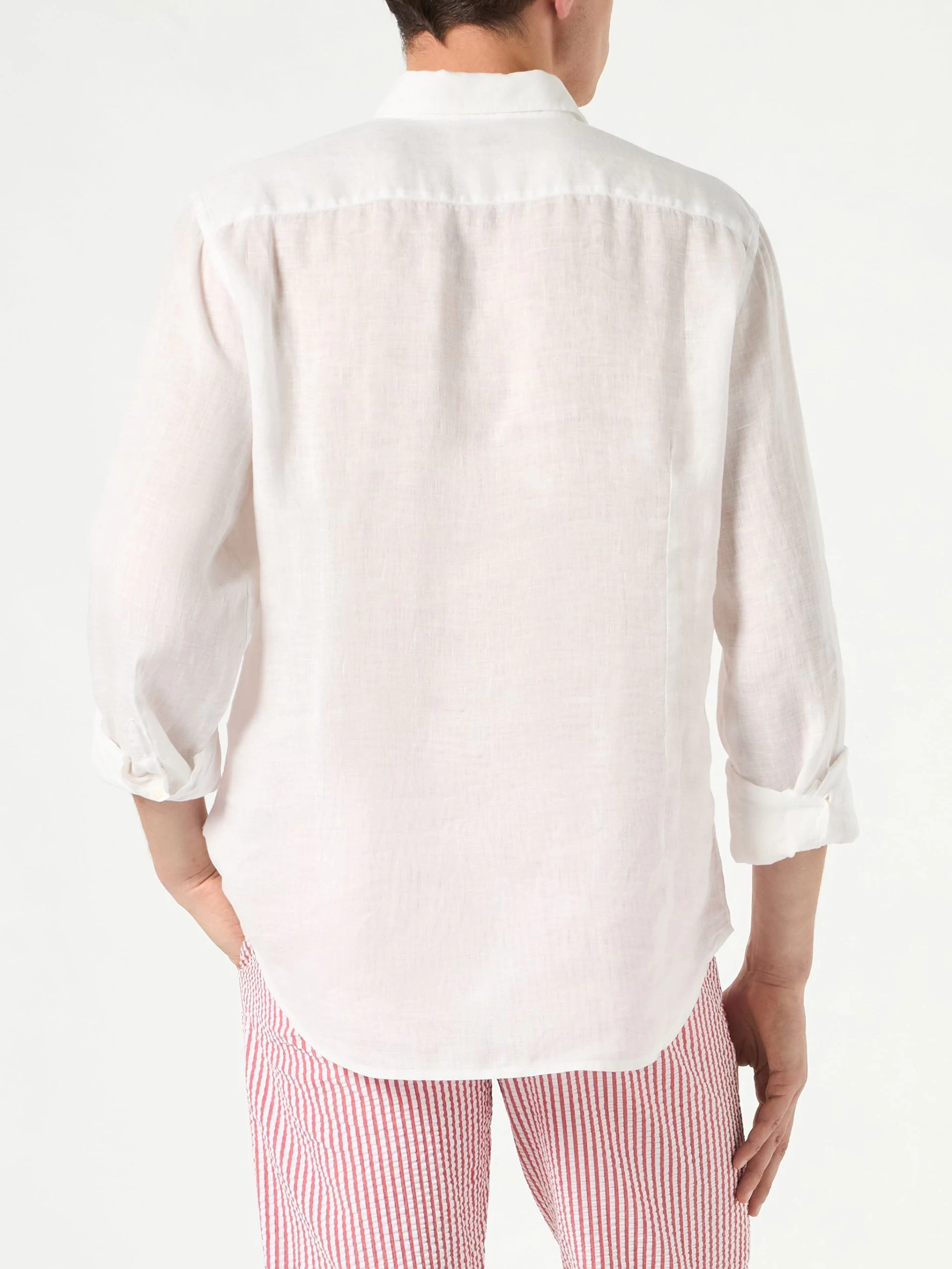 MC2 Saint Barth Man White Linen Pamplona Shirt - Image 2