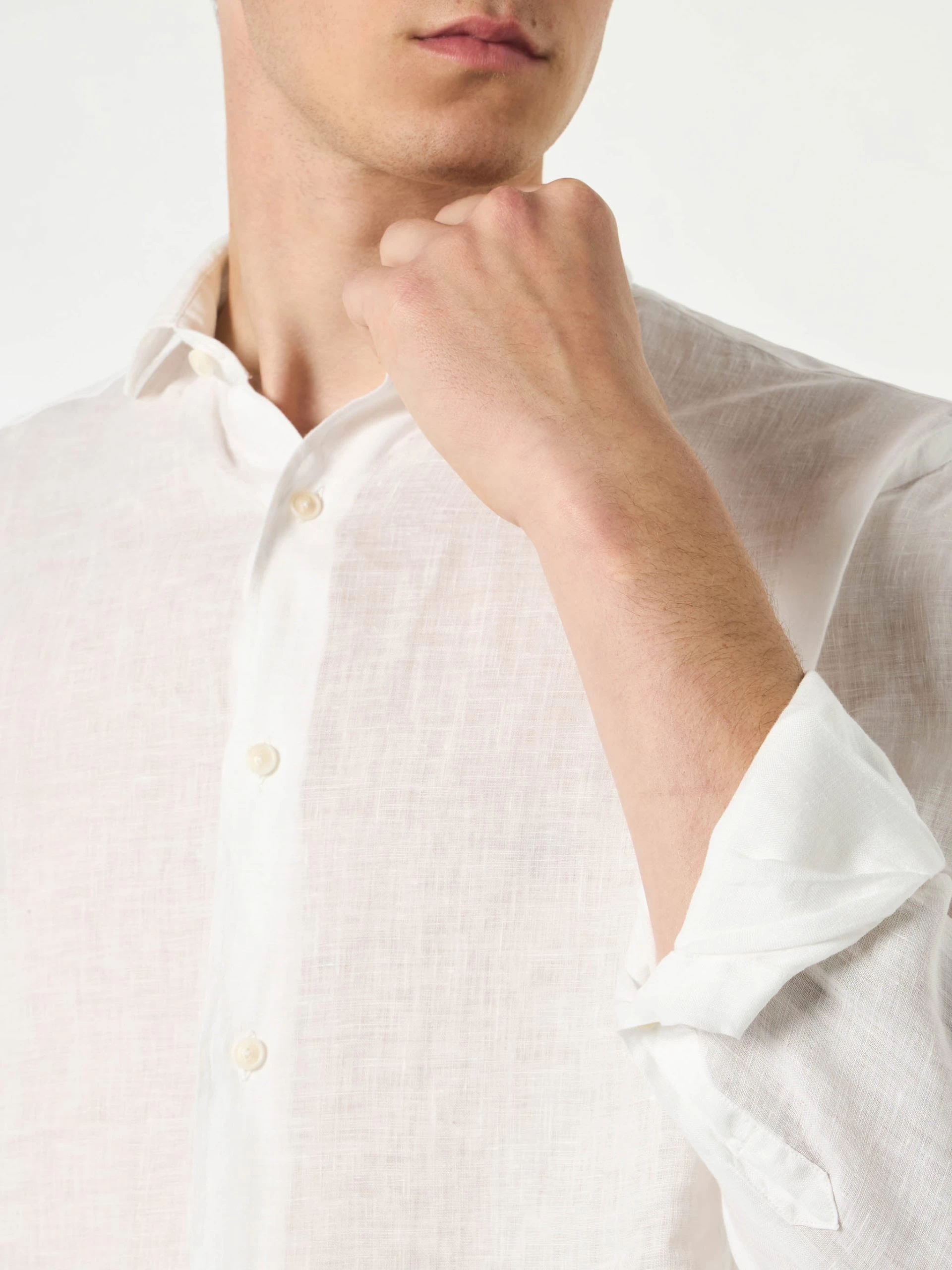 MC2 Saint Barth Man White Linen Pamplona Shirt - Image 3