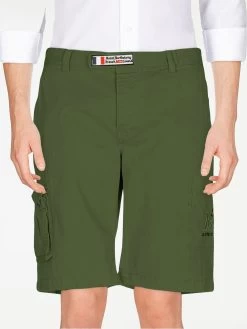 Military Green Cargo Bermuda With Pockets