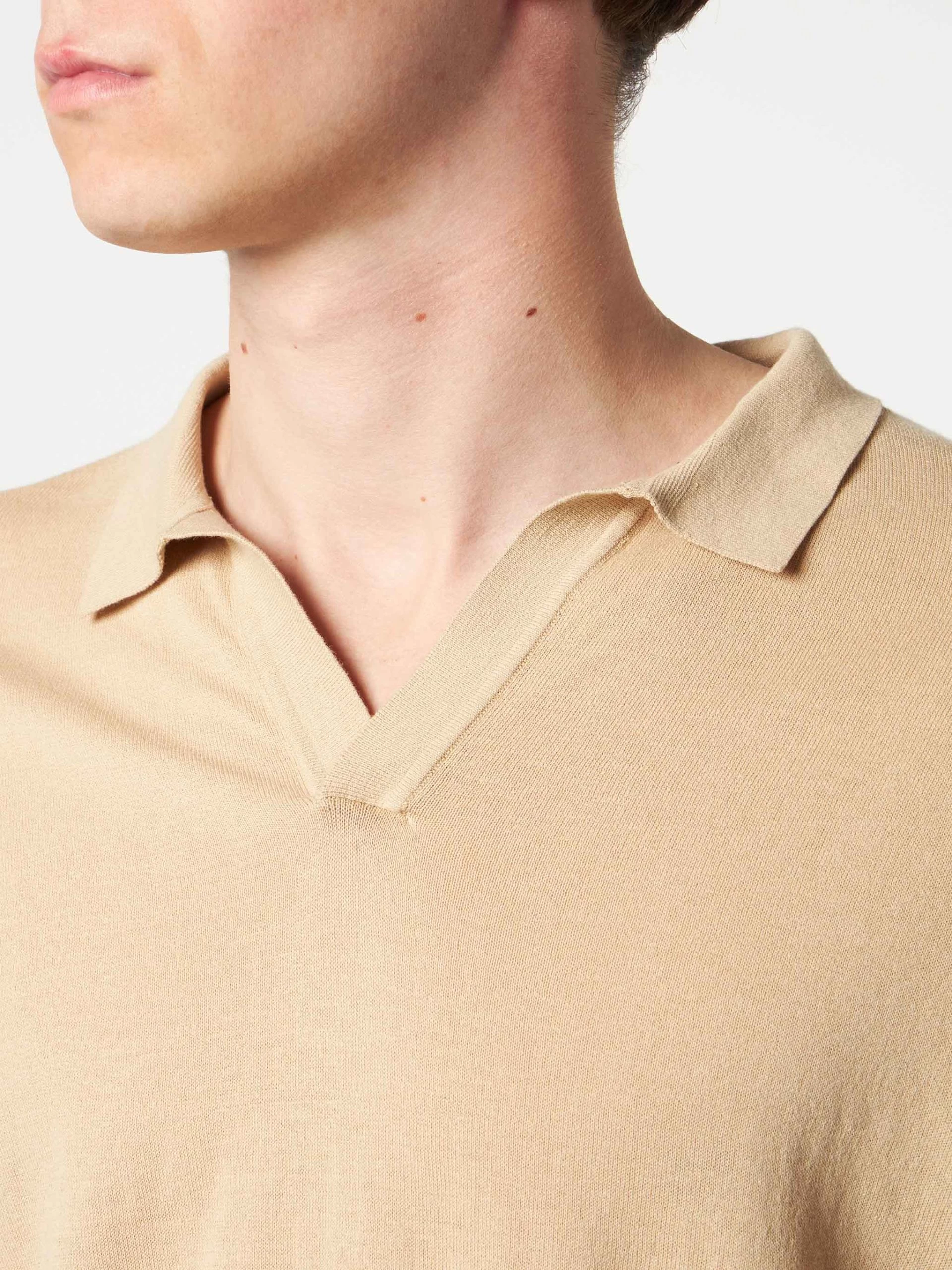 MC2 Saint Barth Man Beige Knitted Polo T-shirt - Image 2
