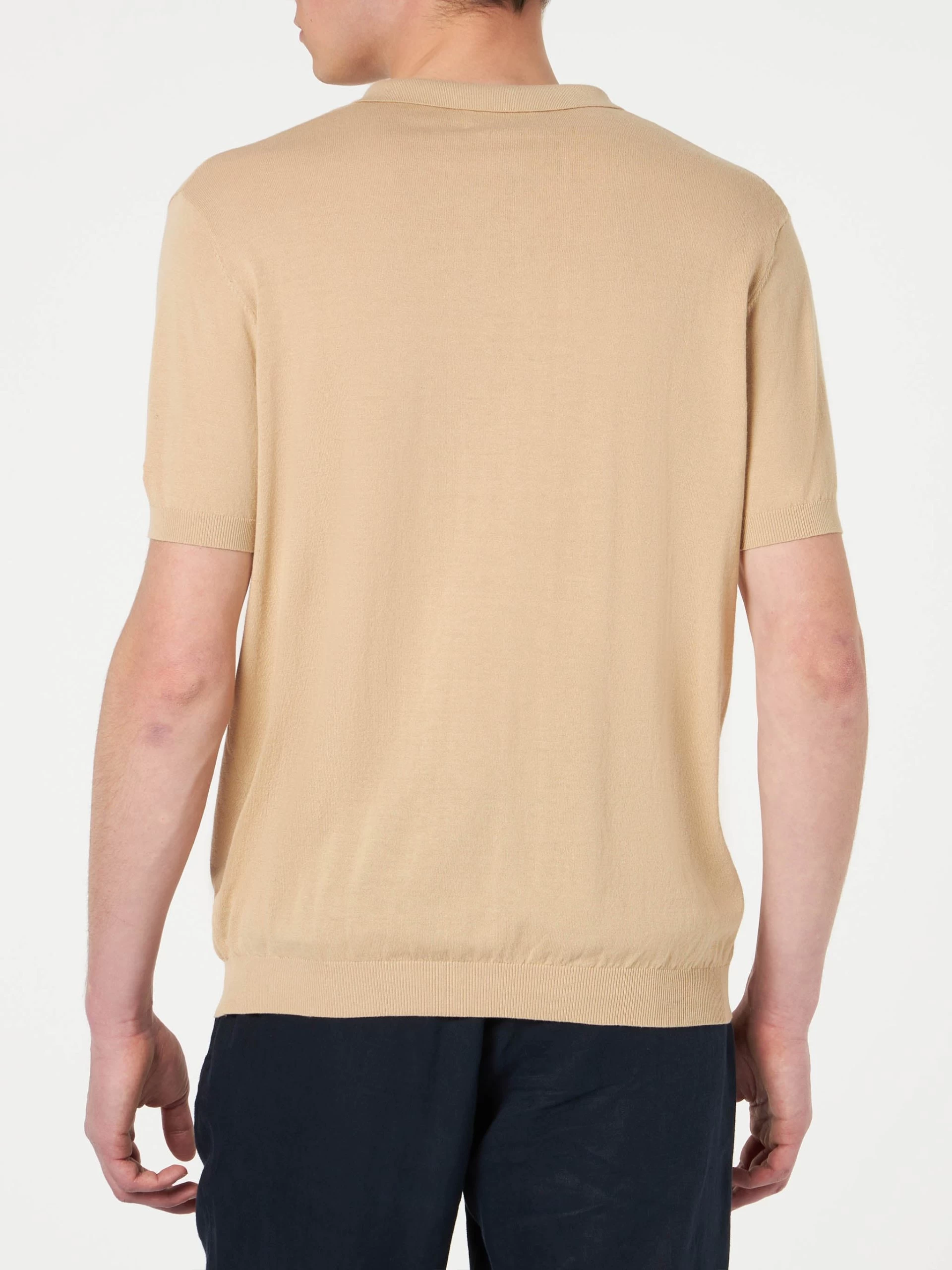 MC2 Saint Barth Man Beige Knitted Polo T-shirt - Image 4