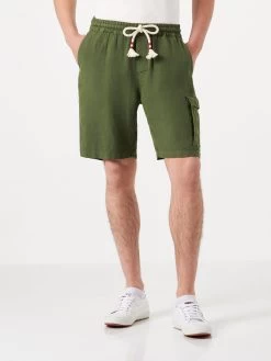 MC2 Saint Barth Man Linen Militrary Green Bermuda Shorts