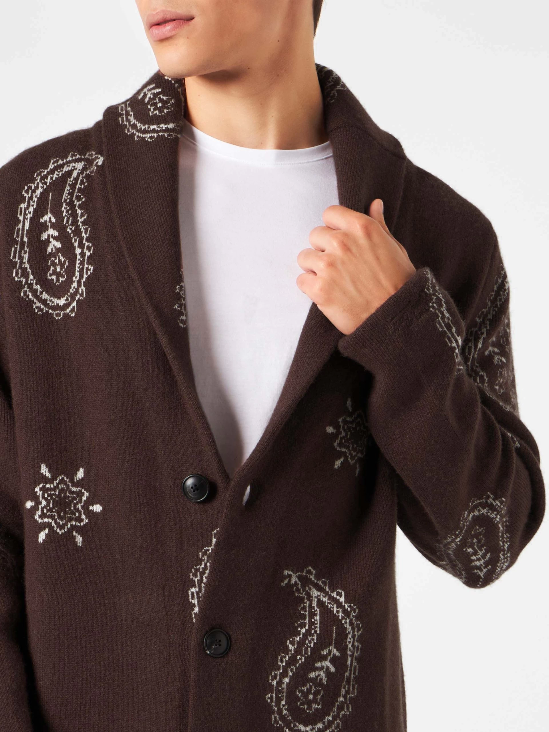 MC2 Saint Barth Man Knit Jacket With Paisley Print - Image 3