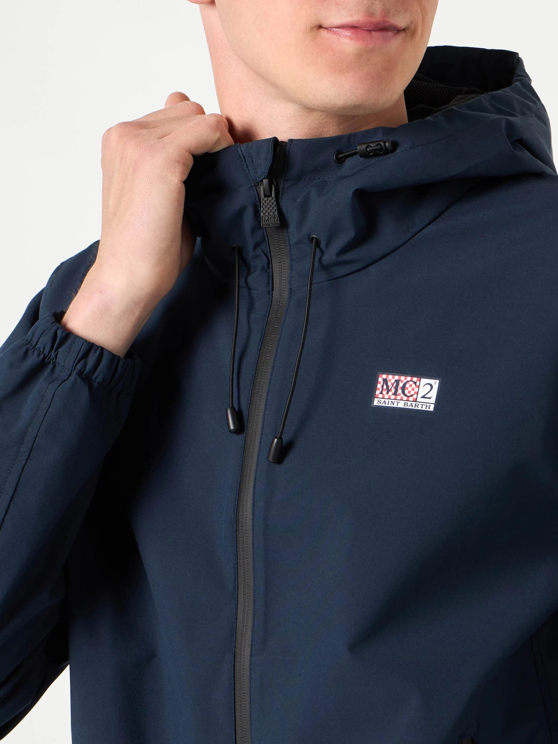 MC2 Saint Barth Man Hooded Navy Blue Jacket - Image 2