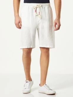 MC2 Saint Barth Man Linen White Bermuda Shorts