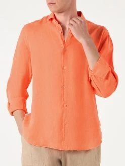 MC2 Saint Barth Man Fluo Orange Linen Pamplona Shirt